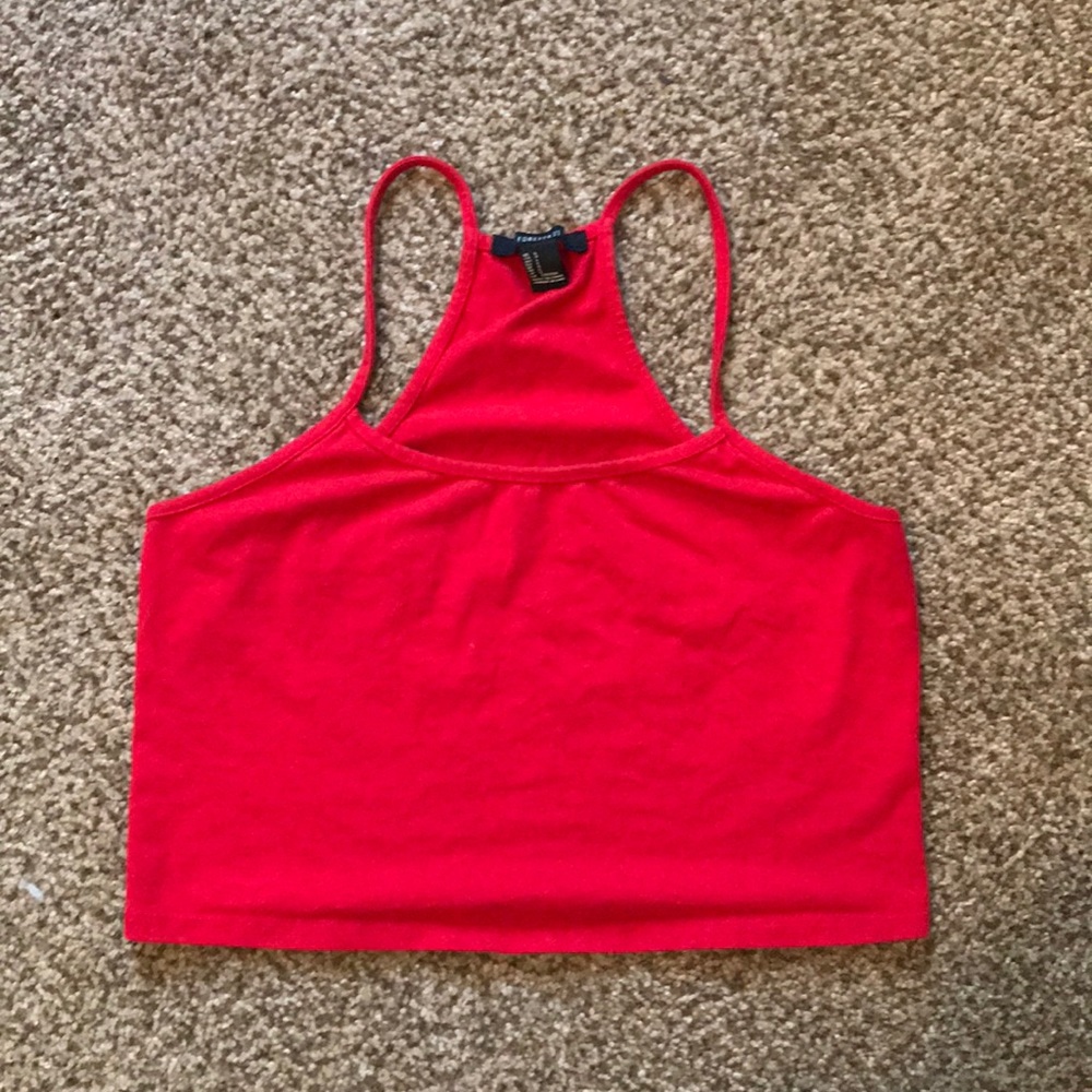 Red crop top tank